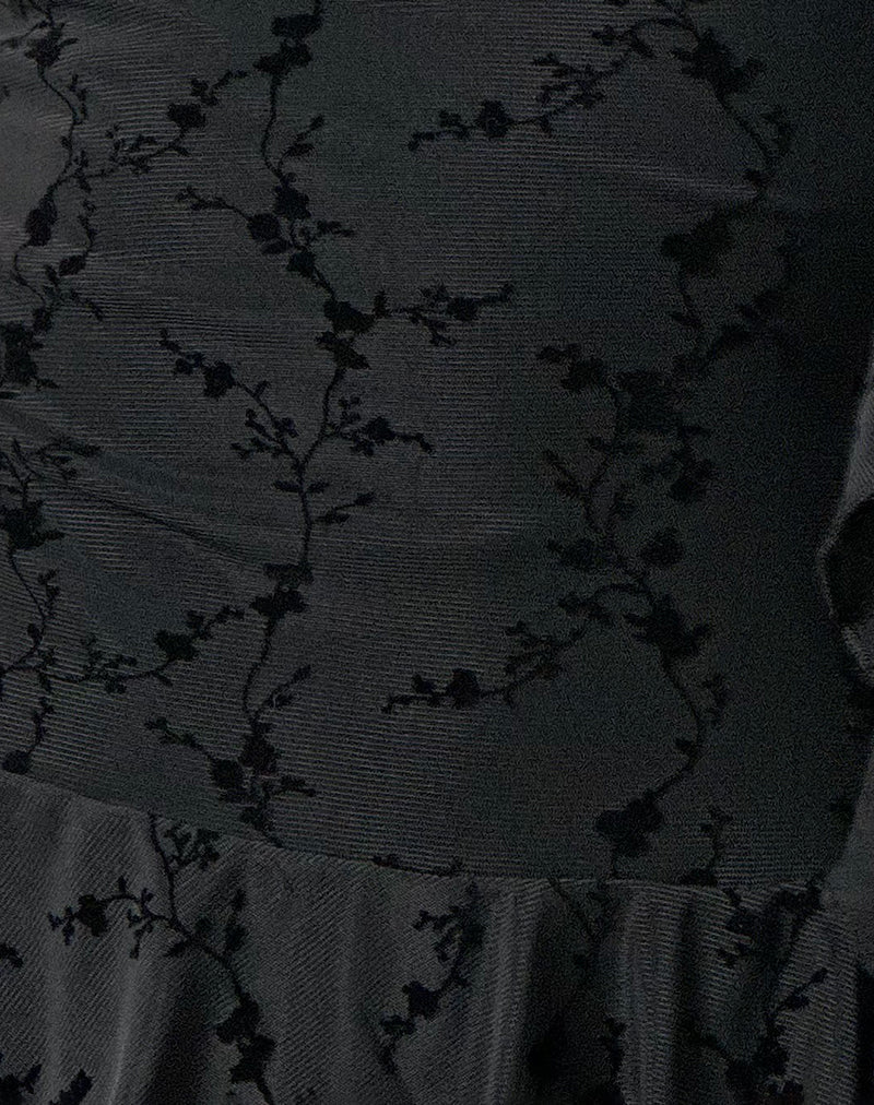 Piroli Top in Vine Flower Black