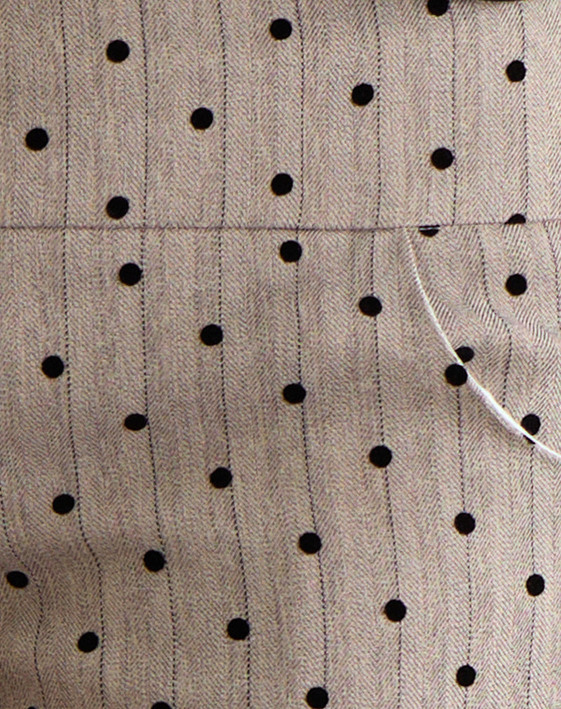 Lumin Mini Shorts in Beige with Polka Pinstripe