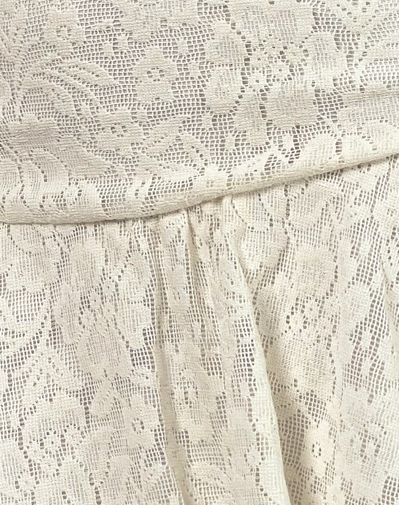 Meta Mini Skirt in Hibiscus Crochet Lace Ivory