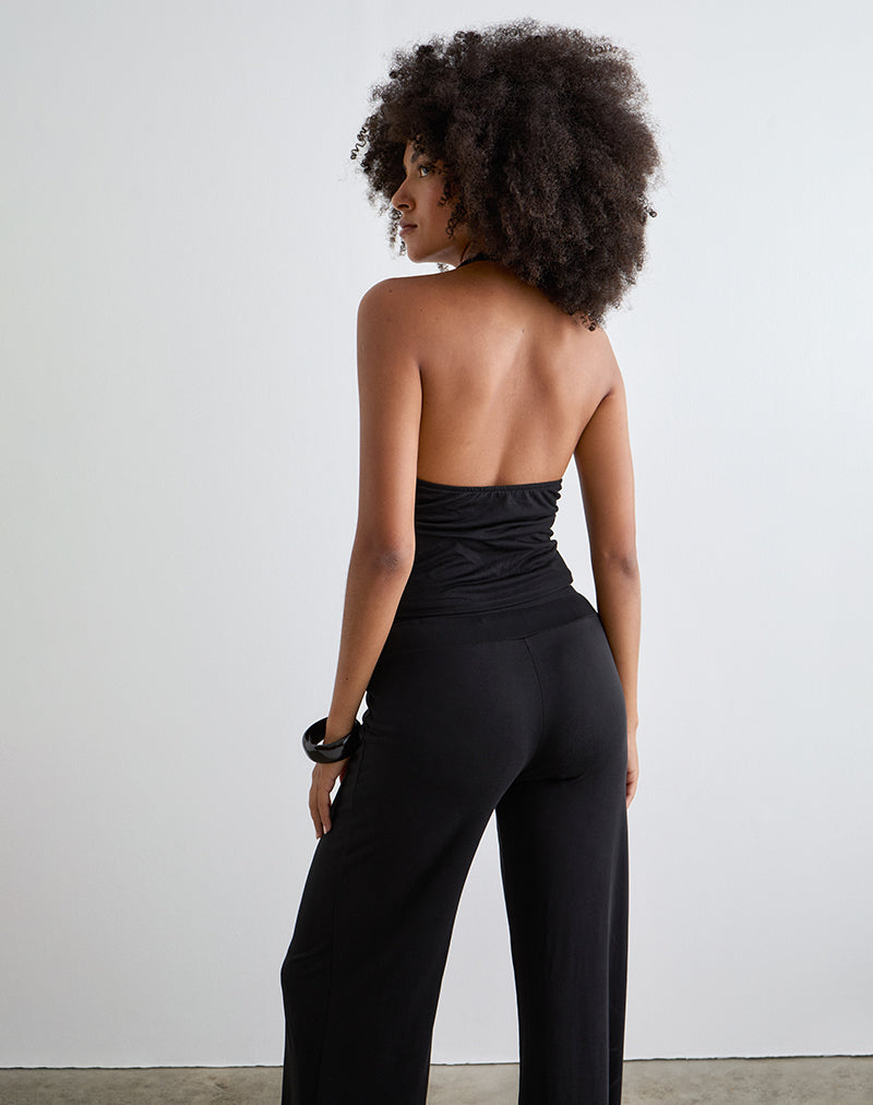 Prilla Halter Top in Cupro Black