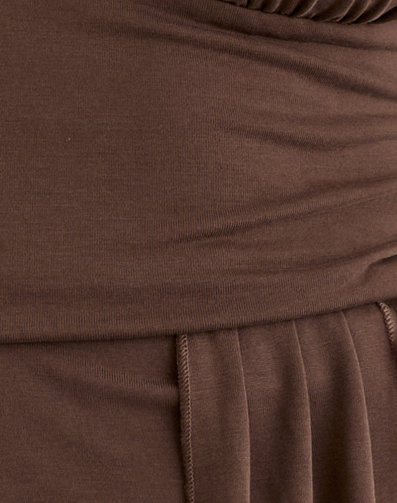 Prilla Halterneck Top in Cupro Dark Brown