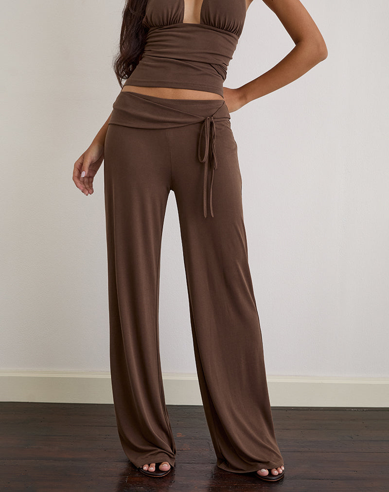 Donata Trouser in Cupro Dark Brown
