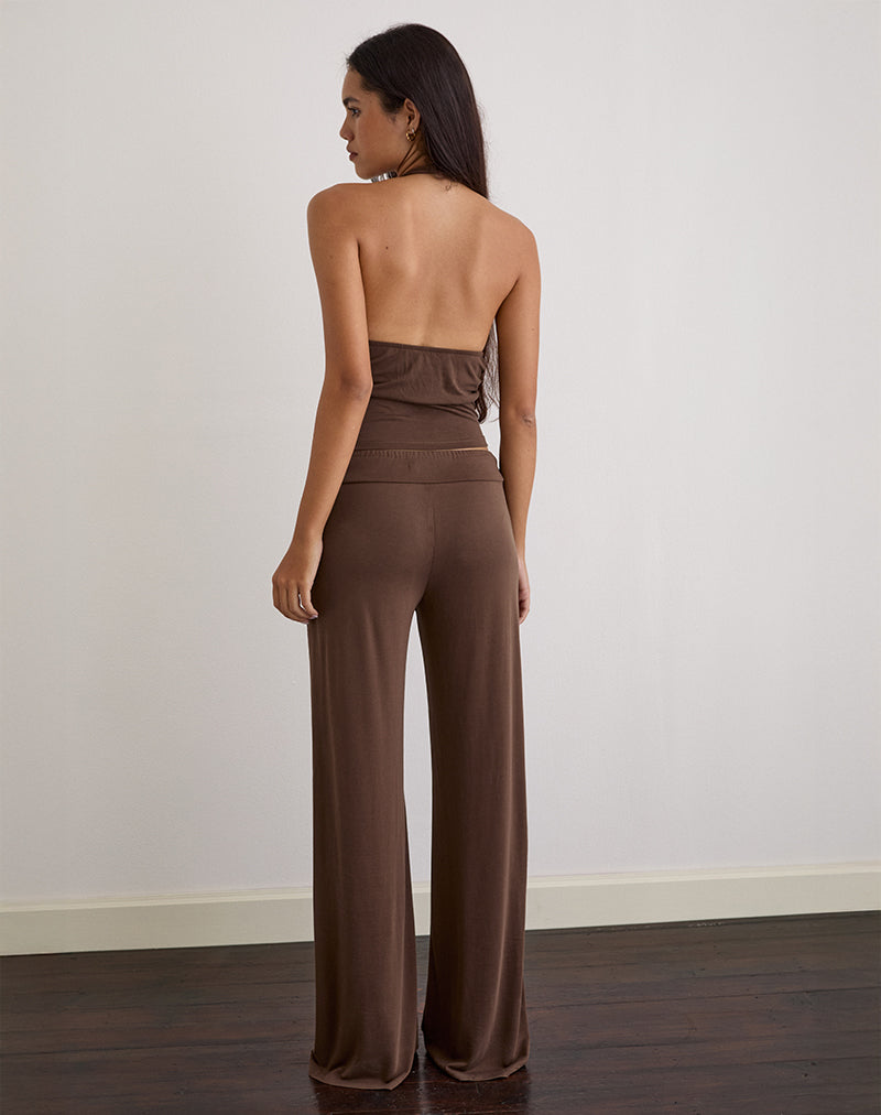 Donata Trouser in Cupro Dark Brown