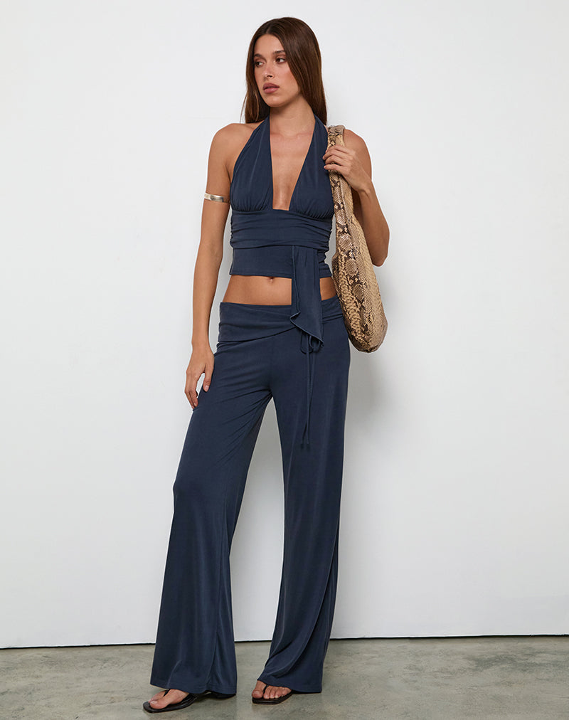 Donata Trouser in Ocean Storm with Belt