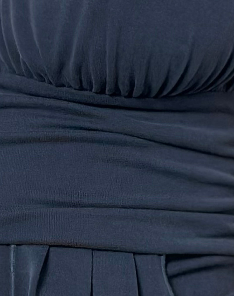 Prilla Halter Top in Cupro Ocean Storm