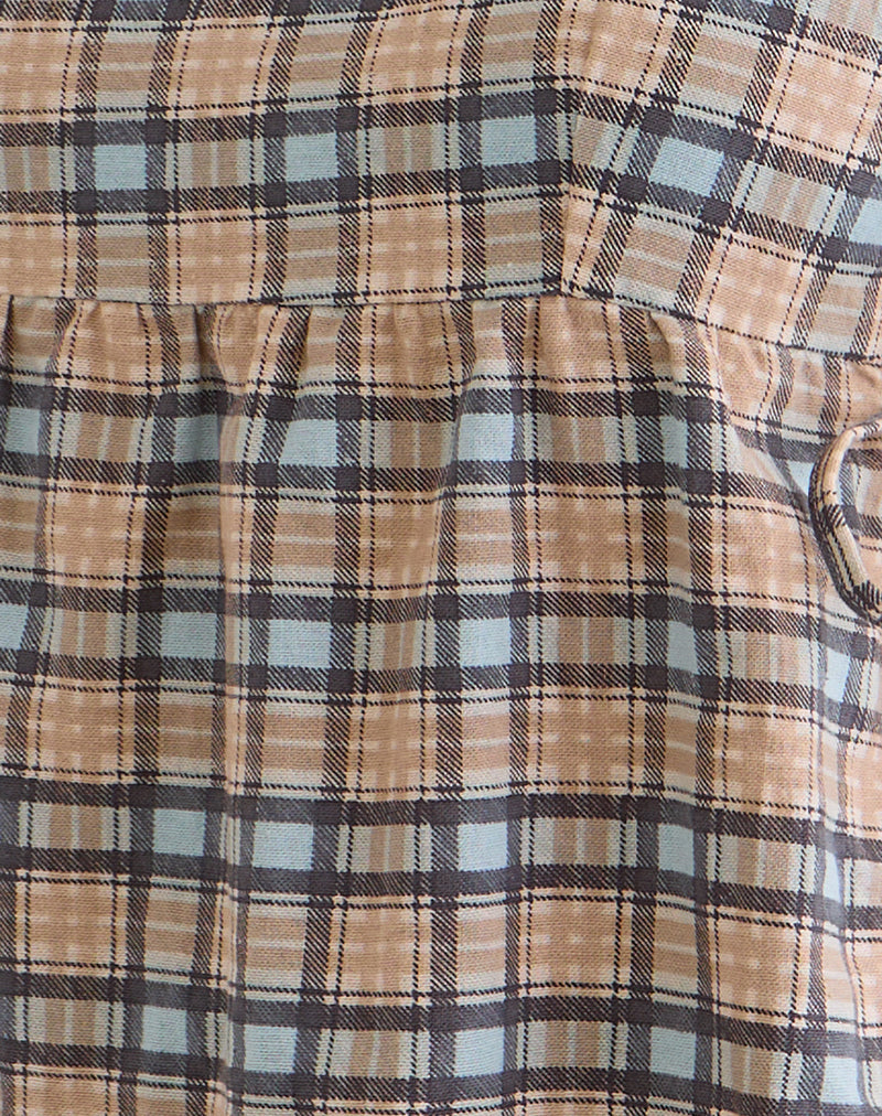 Palsi Loose Sleeveless Top in Pastel Blue Tartan