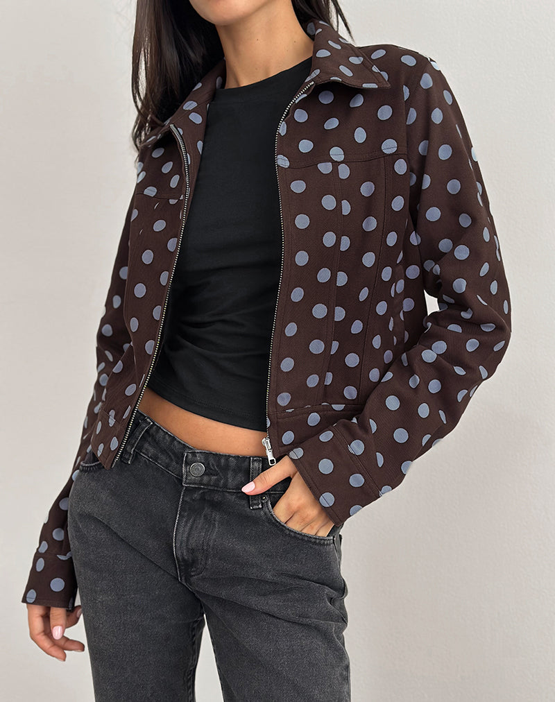 Quorra Jacket in Mono Polka Brown