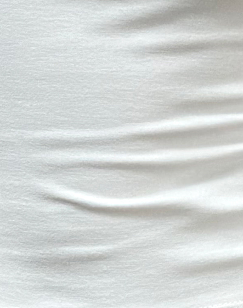 Raceline Halterneck Top in Rayon Jersey White