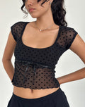 Rada Top in Flocked Mesh Basic Polka Black