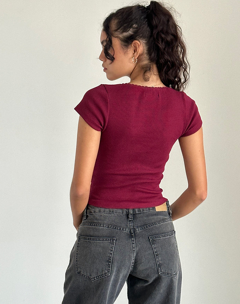 Rada Top in Rib Burgundy