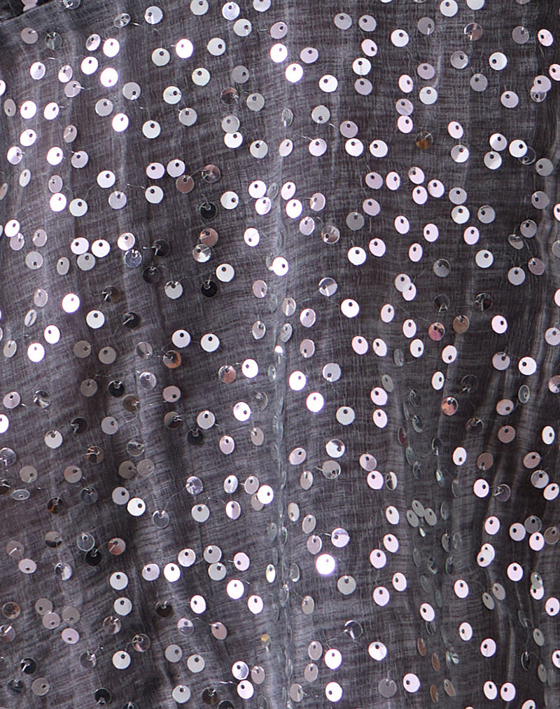 Rafina Halter Top in Chiffon Sequin Grey