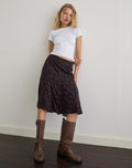 Rahyu Midi Skirt in Dark Pink Rose Black