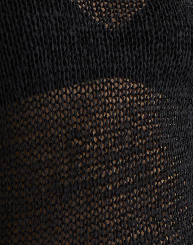 Rajiya Open Weave Jumper in Black