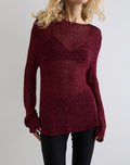 Rajiya Open Weave Jumper in Burgundy