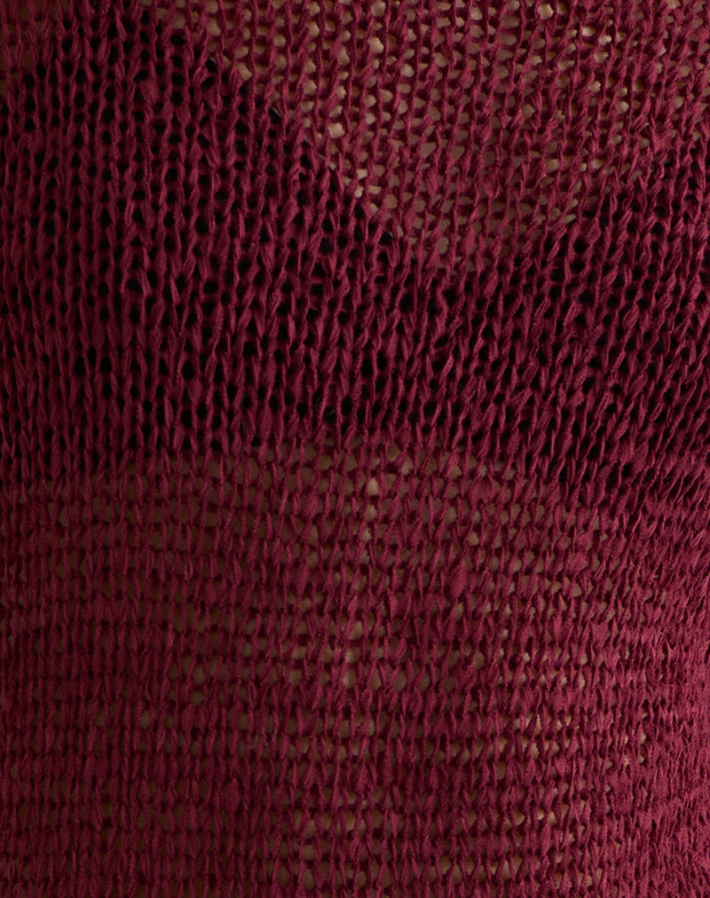Rajiya Open Weave Jumper in Burgundy