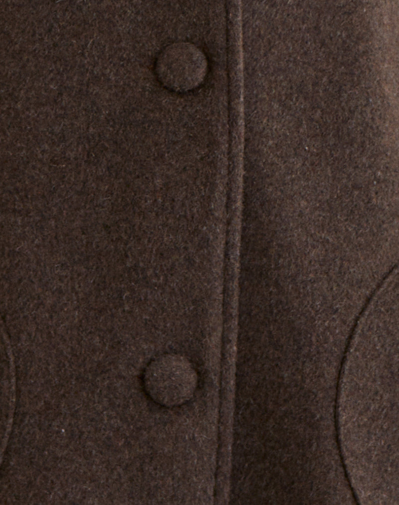 Rakai Pea Coat in Chocolate Wool