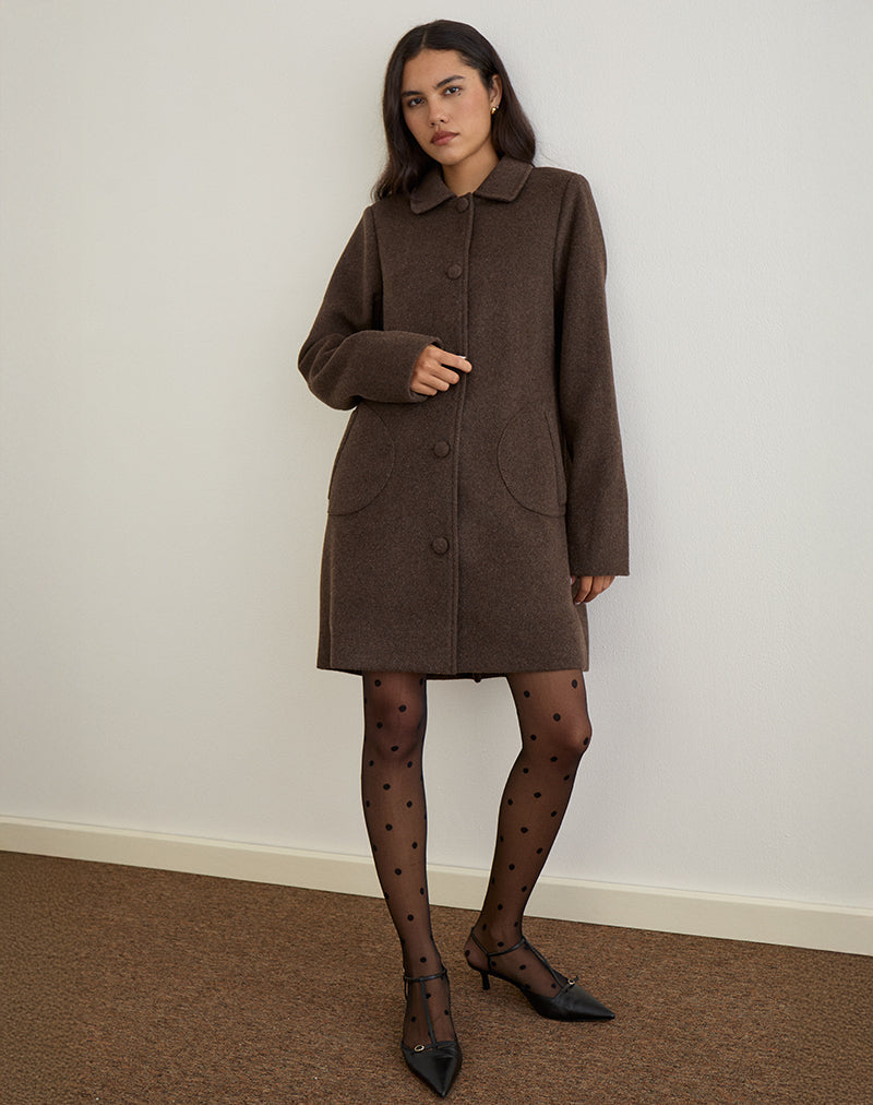 Rakai Pea Coat in Chocolate Wool
