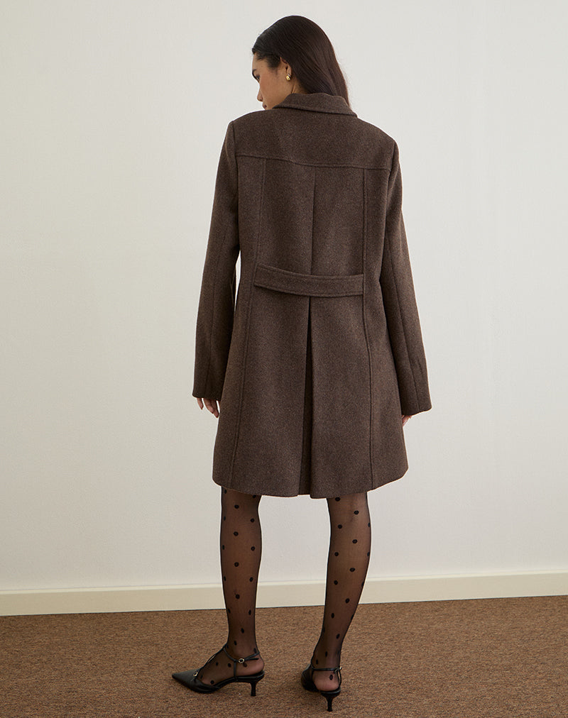 Rakai Pea Coat in Chocolate Wool
