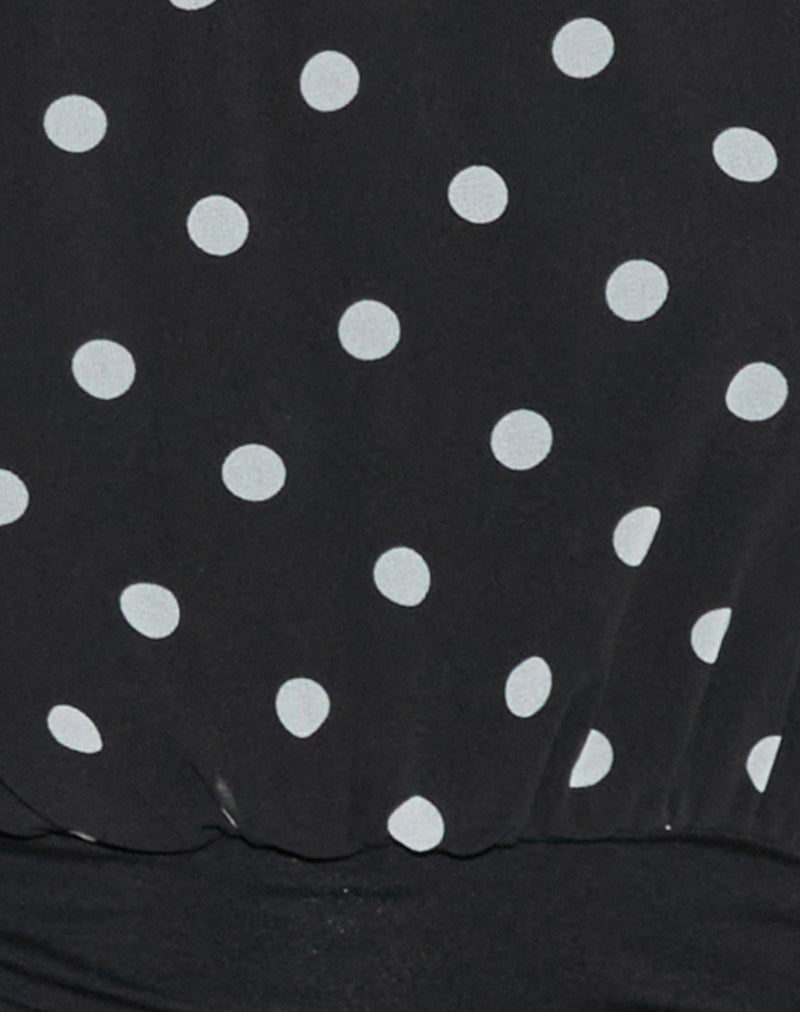 Rania Backless Top in Polka Dot Black and White