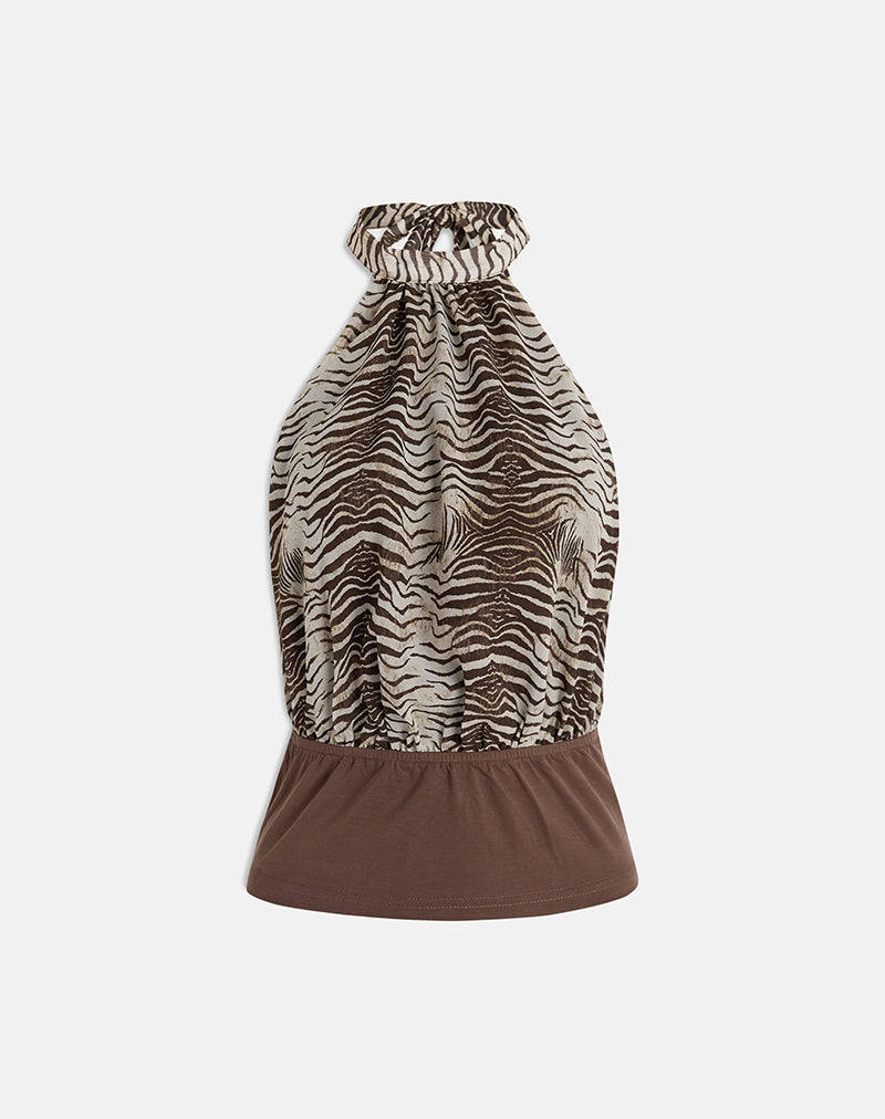 Rania Top in Chiffon Wild Animal Align Brown