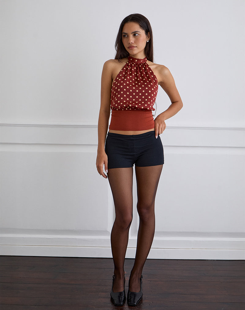Rania Backless Top in Polka Burnt Red