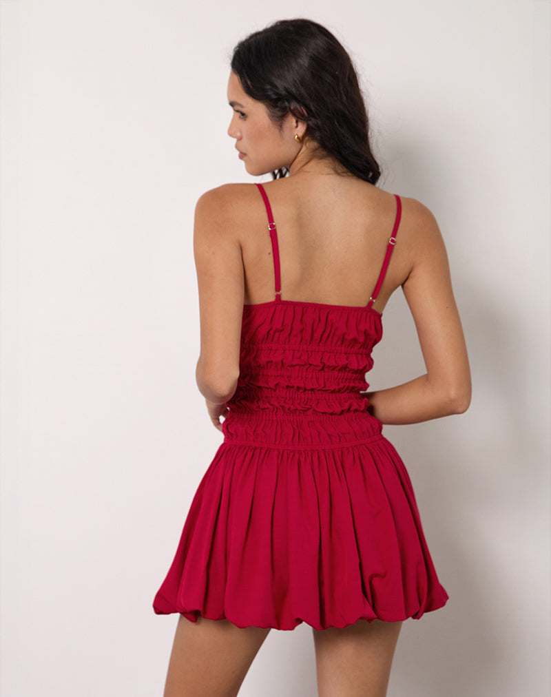 Rasmil Bubble Mini Dress in Adrenaline Red