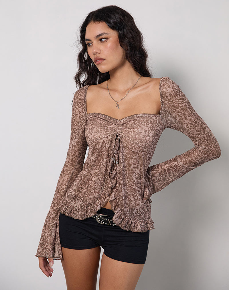 Ratu Top in Mesh Vintage Paisley Pink