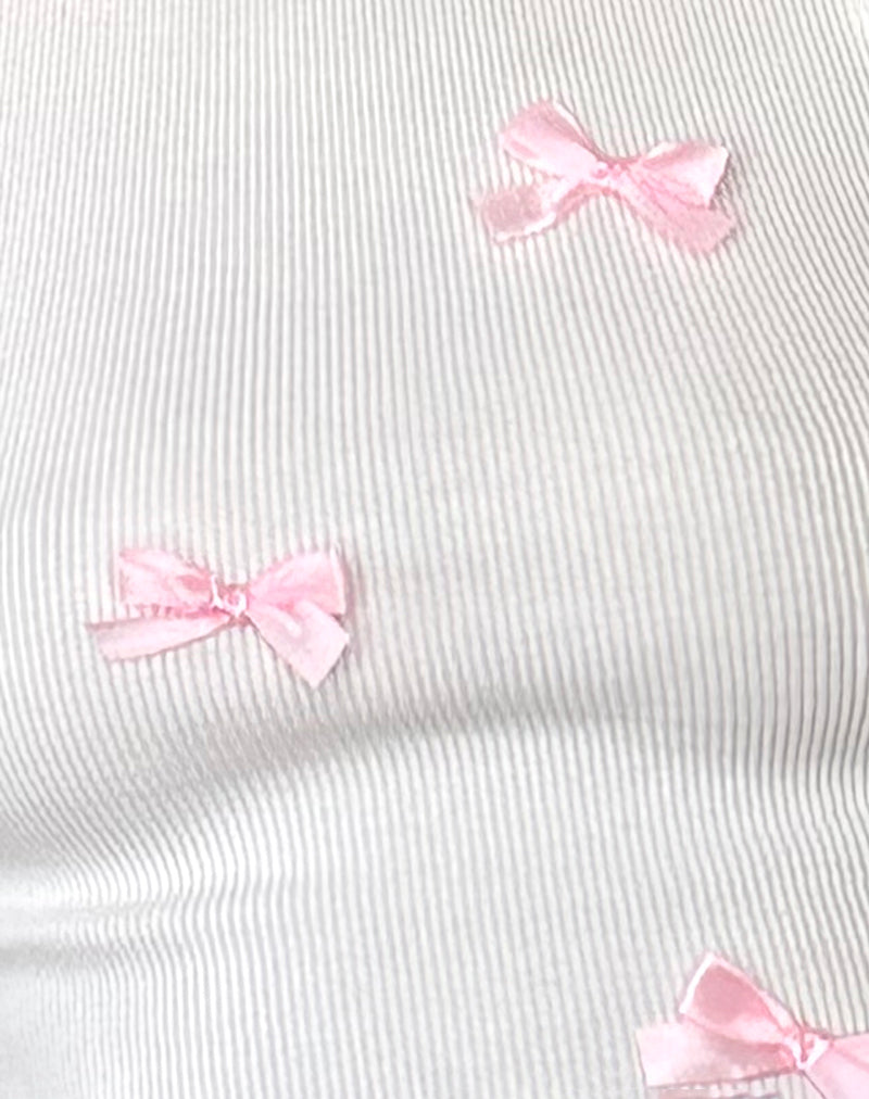 Rave Vest Top in Off White with Pink Bows
