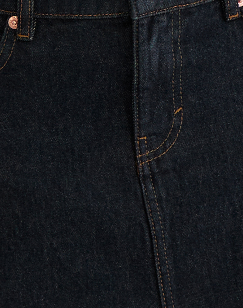 Raw Hem Dart Mini Skirt in Indigo