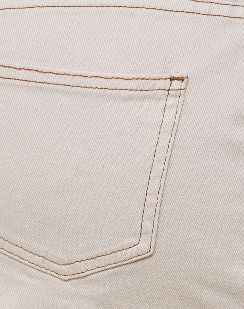 Raw Hem Denim Mini Skirt in Off White