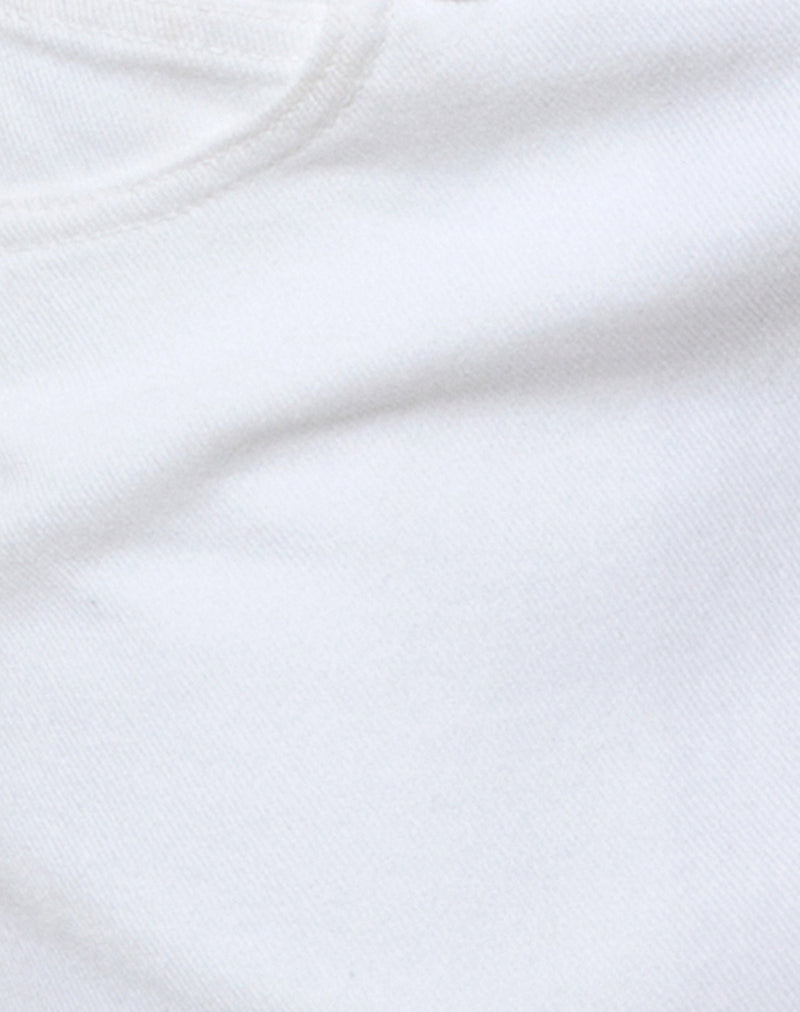 Raw Hem Denim Mini Skirt in True White