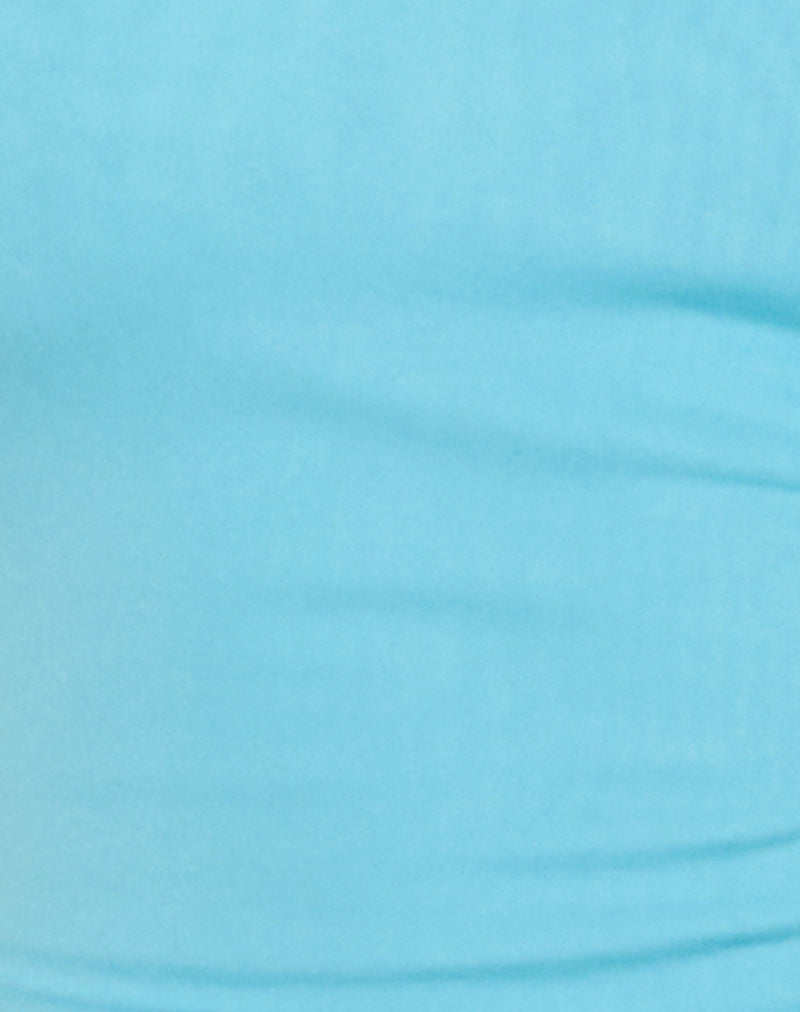 Raziel High Neck Top in Cupro Aqua