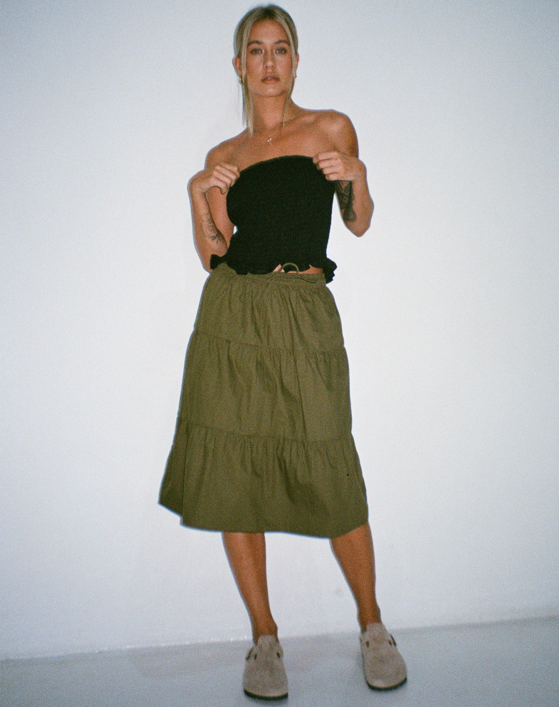 Reef Midi Skirt in Loden Green