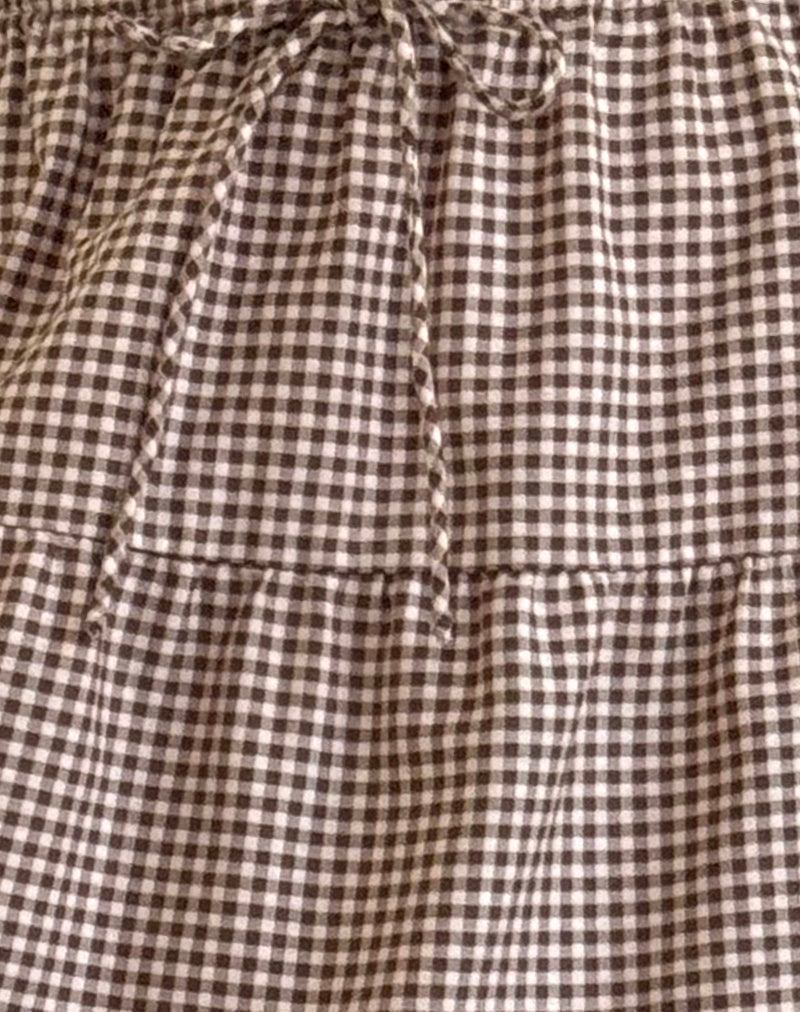 Reef Midi Skirt in Mini Gingham Brown