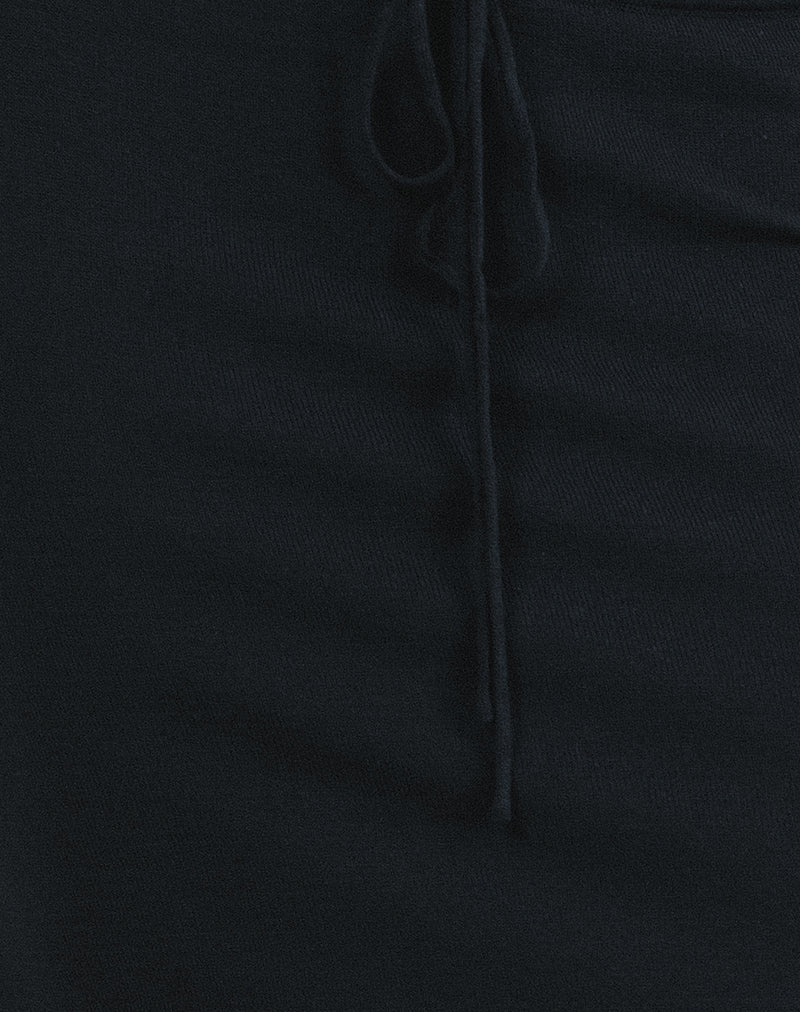 Rella Midi Skirt in Flat Knit Black