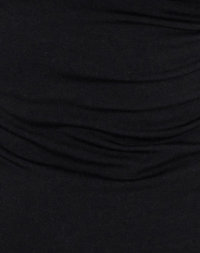 Renice Longsleeve Cowl Neck Top in Black