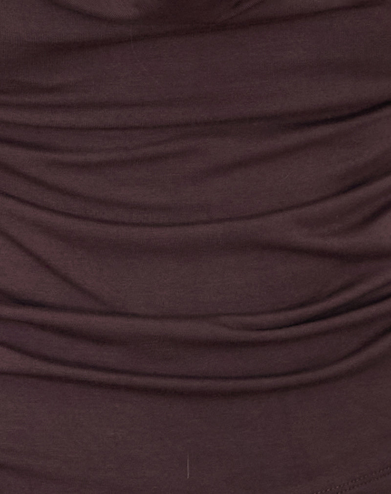Renice Cowl Long Sleeve Top in Bitter Chocolate