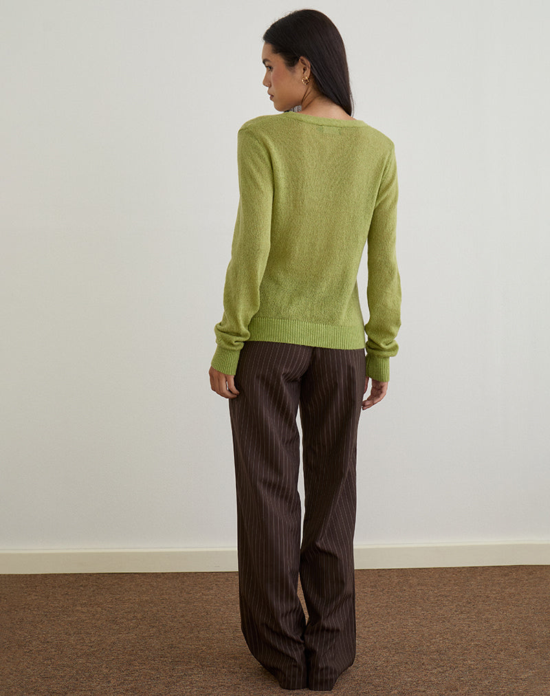 Renisa Cardigan in Sheer Knit Green