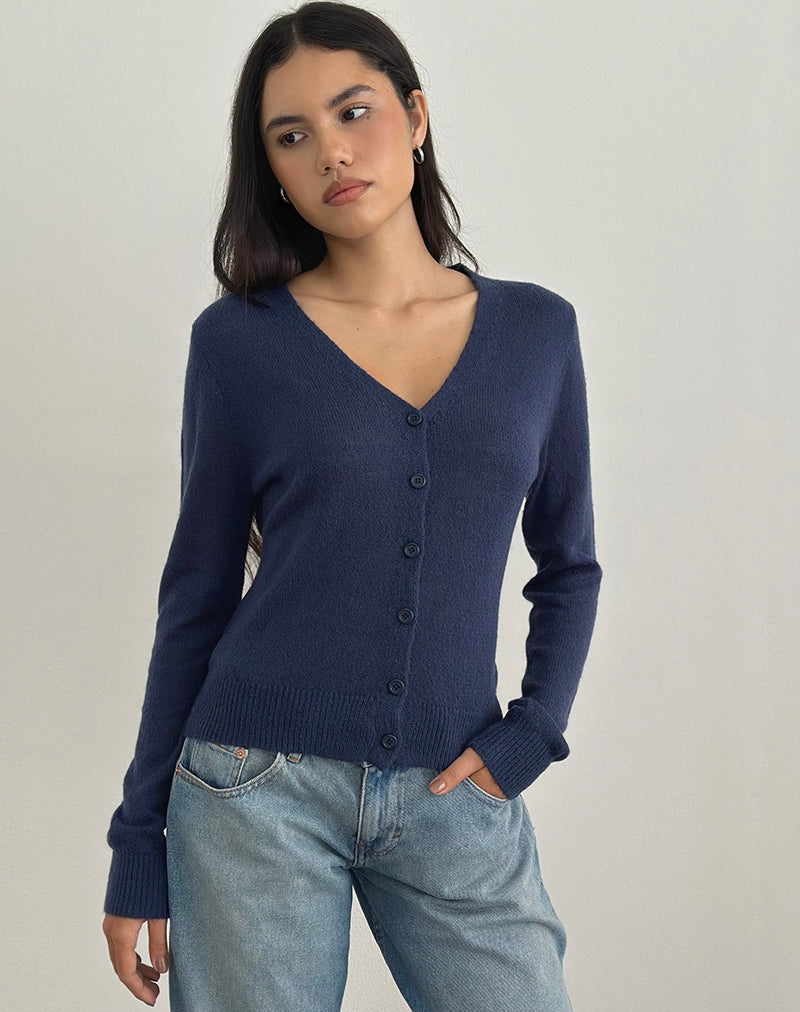 Renisa Cardigan in Sheer Knit Navy