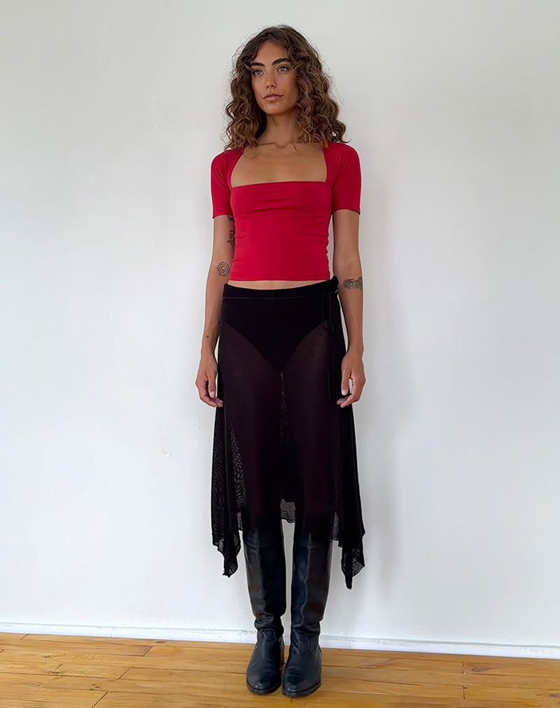 Requa Short Sleeve Square Neck Top in Adrenaline Red