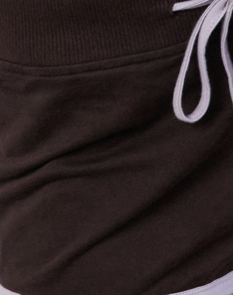 Resata Runner Shorts in Bitter Chocolate with Violet Binding