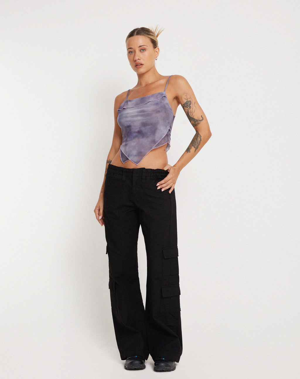 Shindu Printed Mesh Top in Smokey Gradients Purple