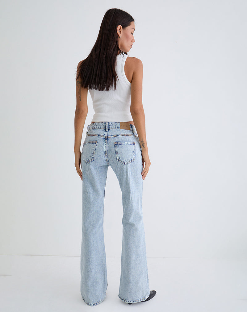 Rigid Low Rise Flare Jeans in 80s Light Wash
