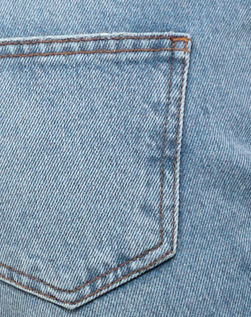 Rigid Low Rise Flare Jeans in Bright Blue Used