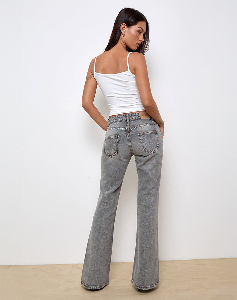 Rigid Low Rise Flare Jeans in Grey Wash