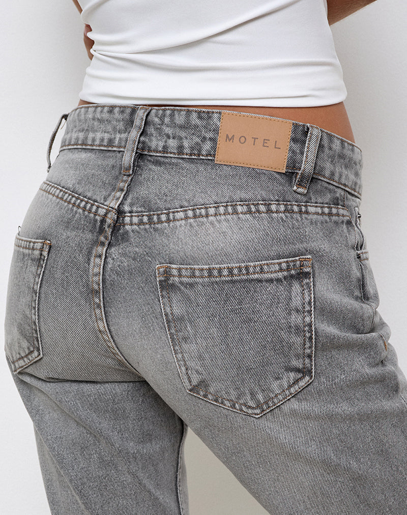 Rigid Low Rise Flare Jeans in Grey Wash