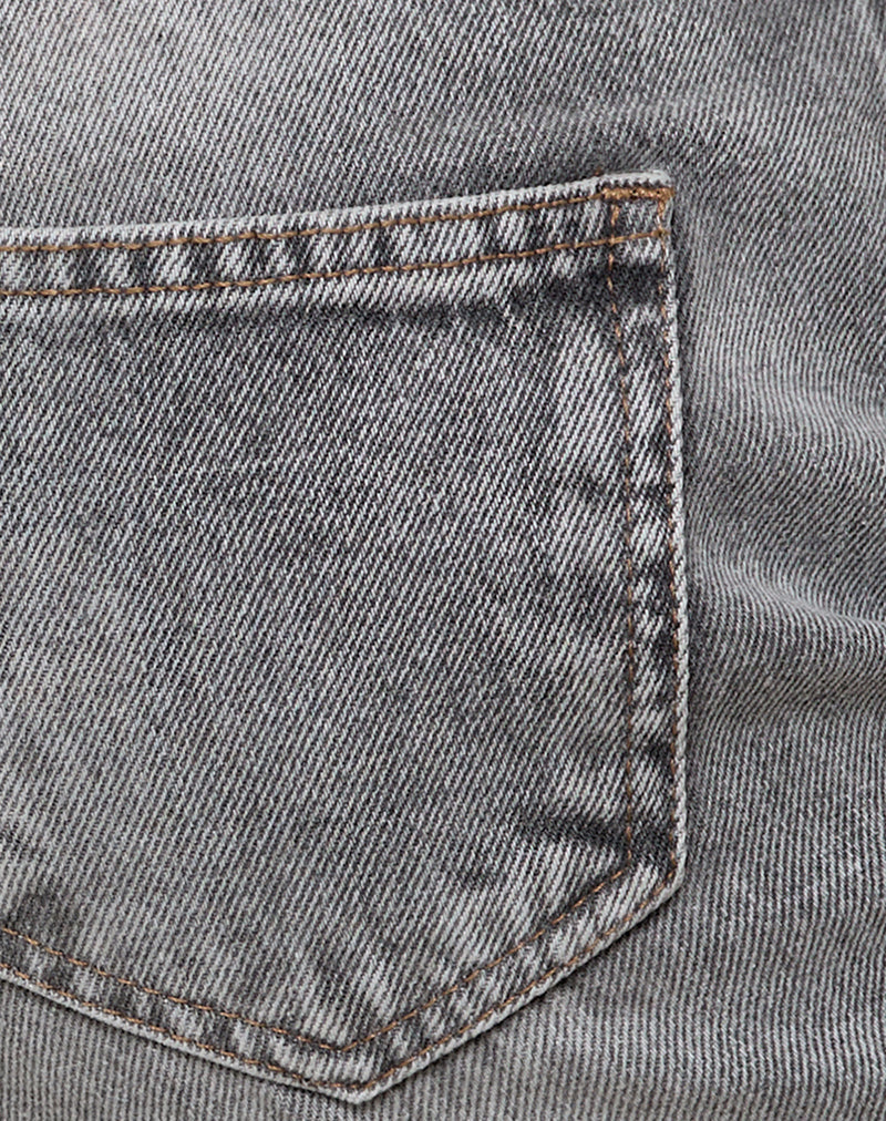 Rigid Low Rise Flare Jeans in Grey Wash