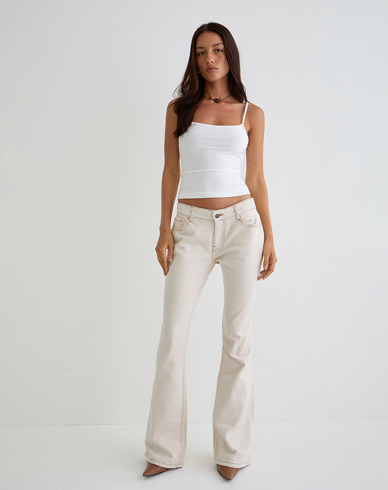 Rigid Low Rise Flare Jeans in Off White
