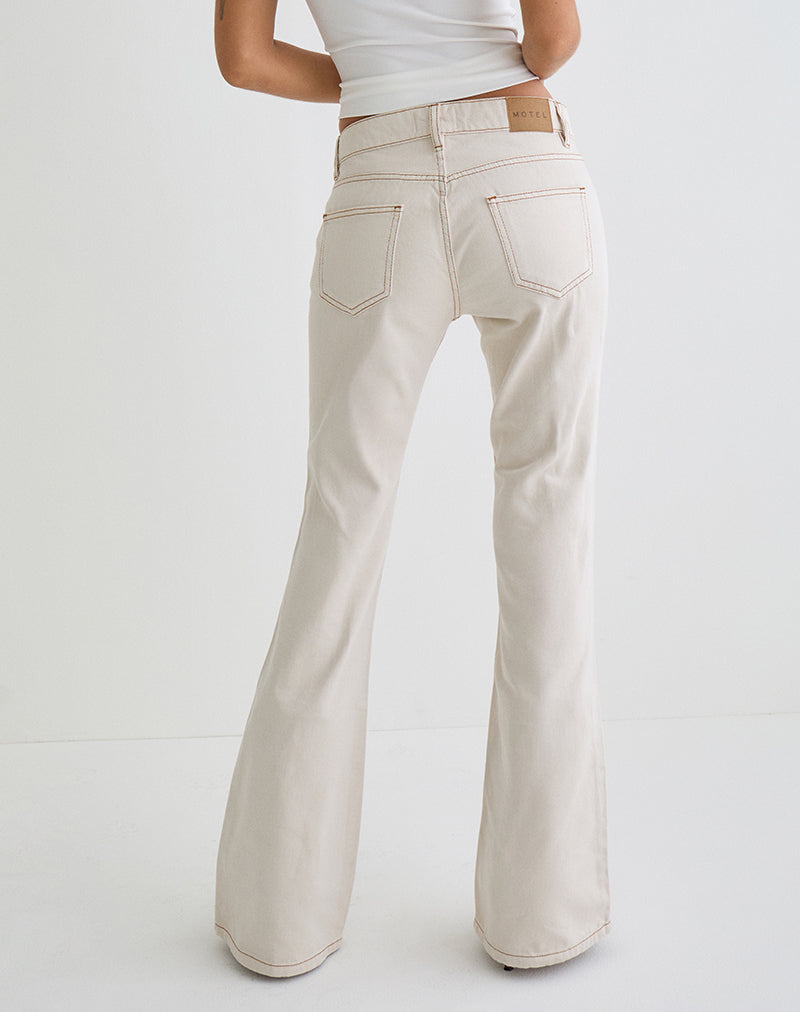 Rigid Low Rise Flare Jeans in Off White
