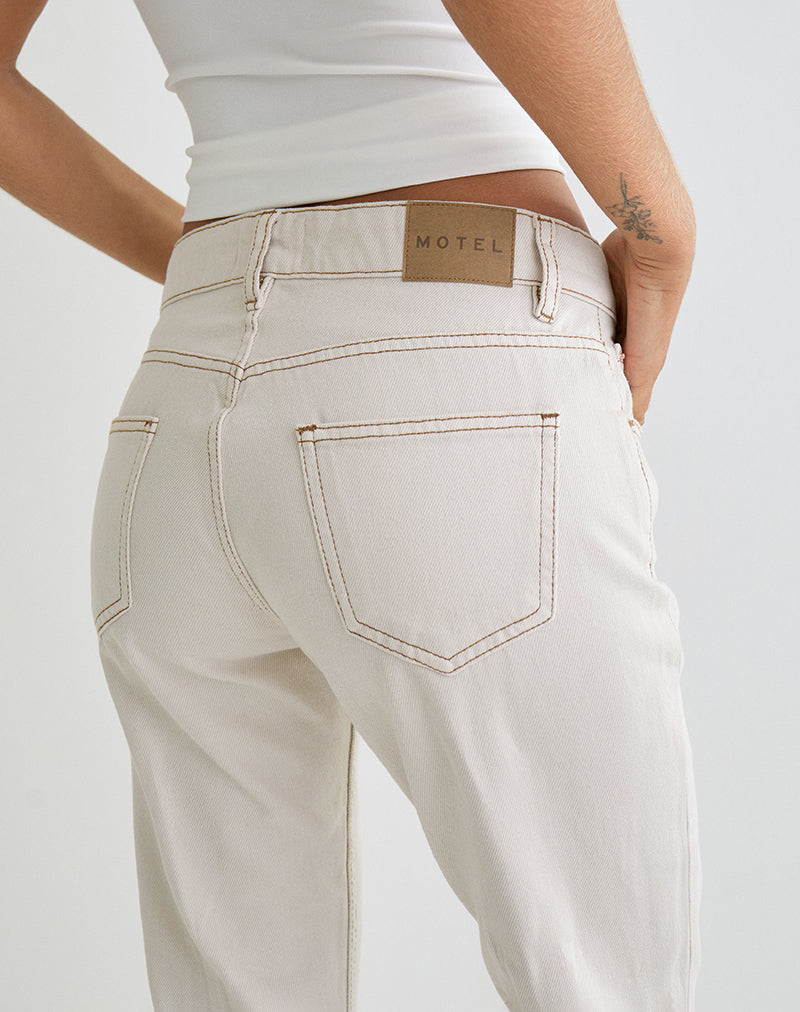 Rigid Low Rise Flare Jeans in Off White